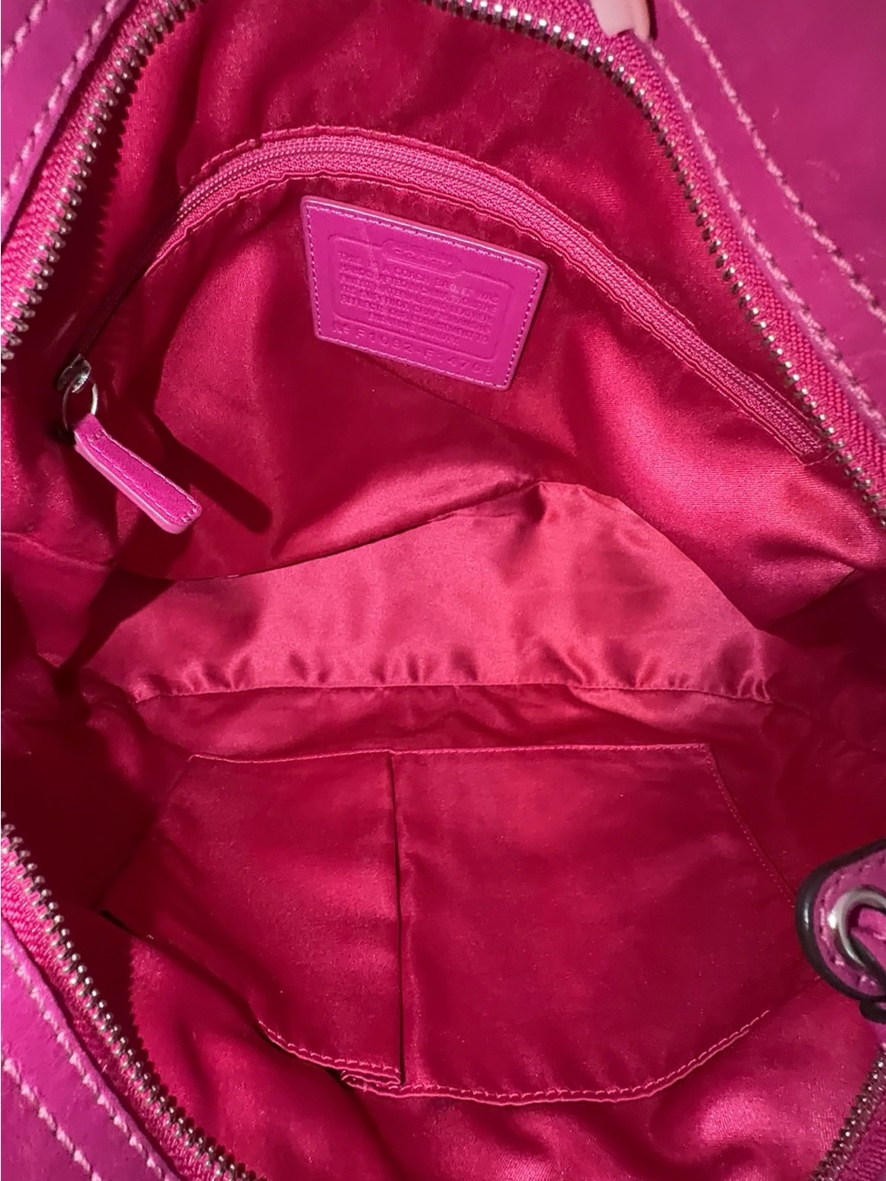 Coach Brown Signature Canvas Shoulder Bag with Pink Trim - Picture 5 of 6